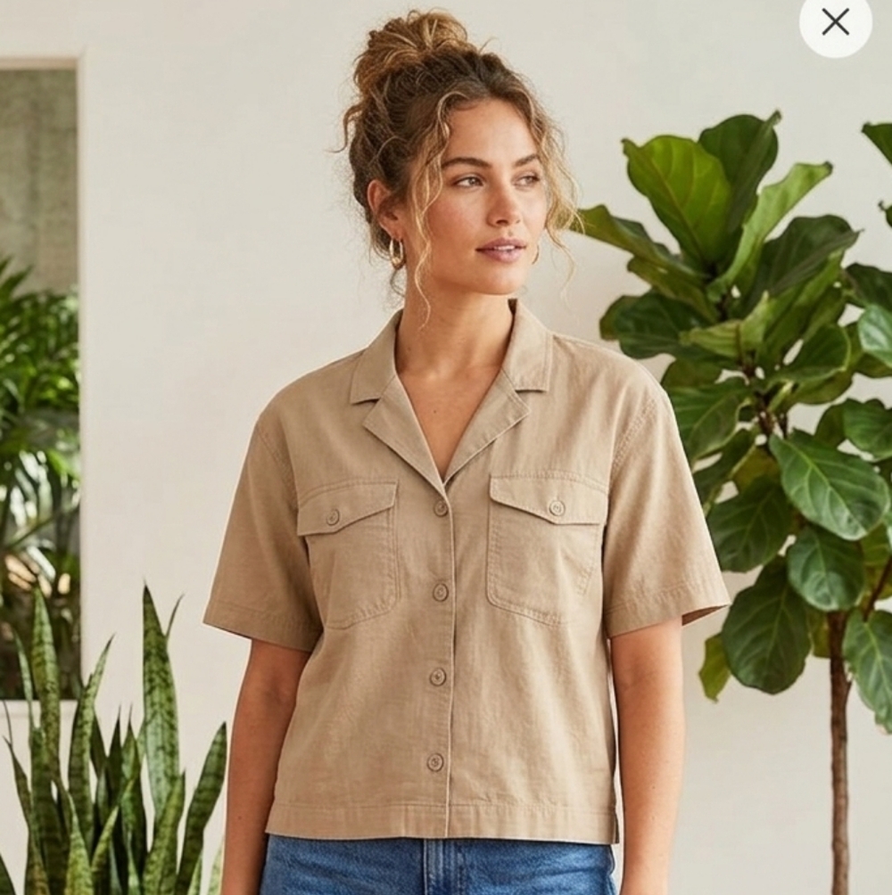Eddie Bauer Beige Short Sleeve Shirt